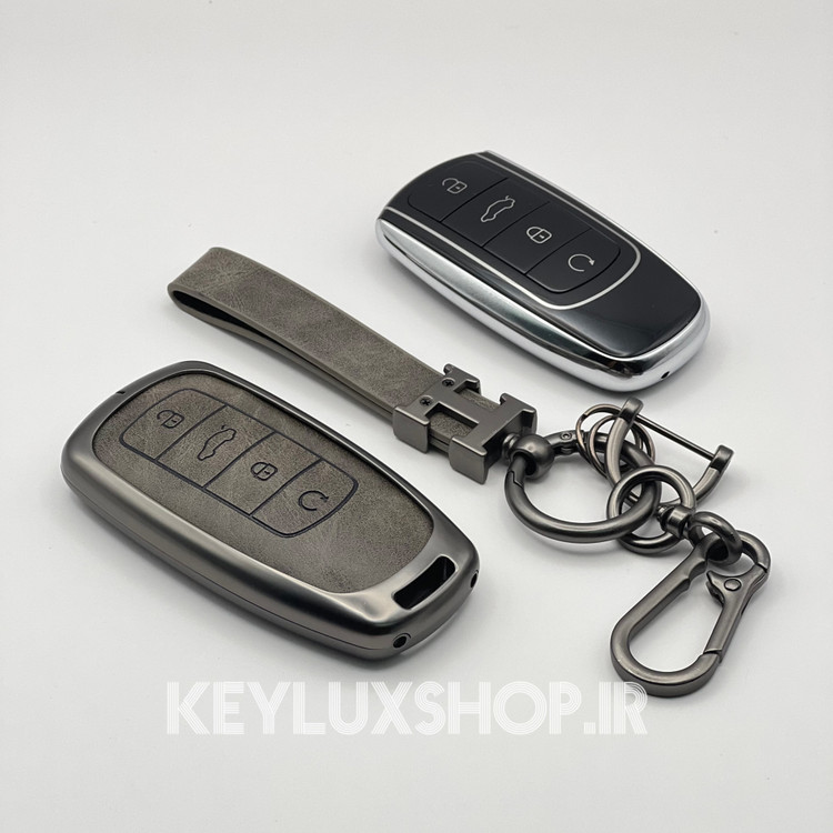 کاور ریموت آریزو 6 GT چرم و فلز لاکچری همراه با بندست طوسی